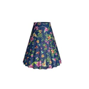 Kruhová sukňa - Kvety na tmavomodrom